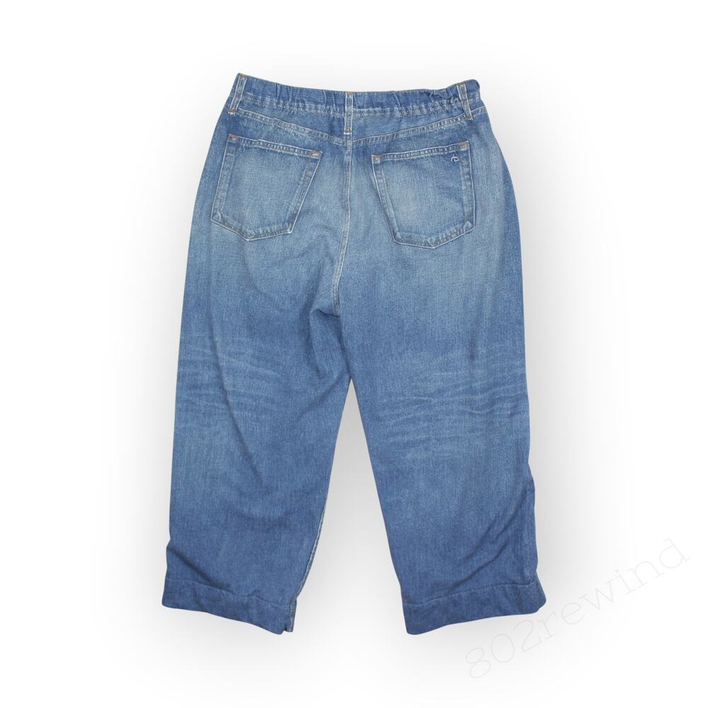 Large Rag&Bone Miramar Wide Leg Sweatpant Jean Crop Stretch - Picture 10 of 12